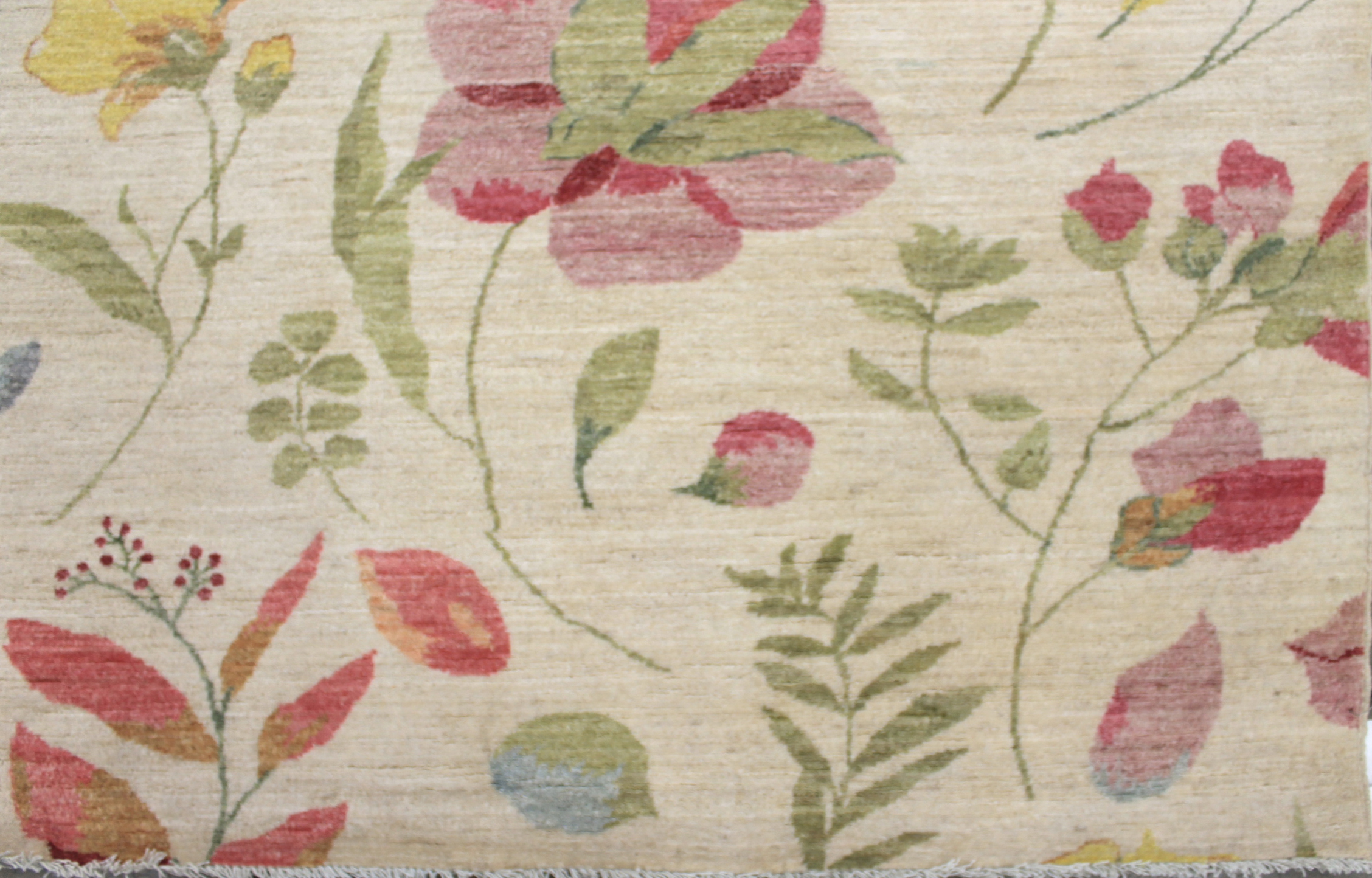 Contemporary Rugs & Transitional Rugs Flower Rug 030173 Ivory - Beige Hand Knotted Rug