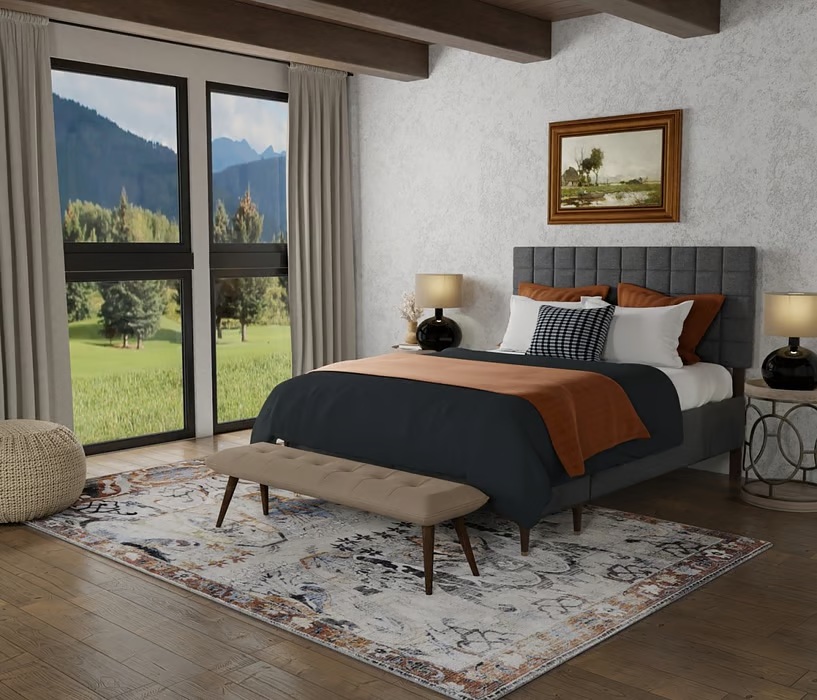 Oushak Rugs Melrose 39P2F Lt. Grey - Grey & Rust - Orange Machine Made Rug