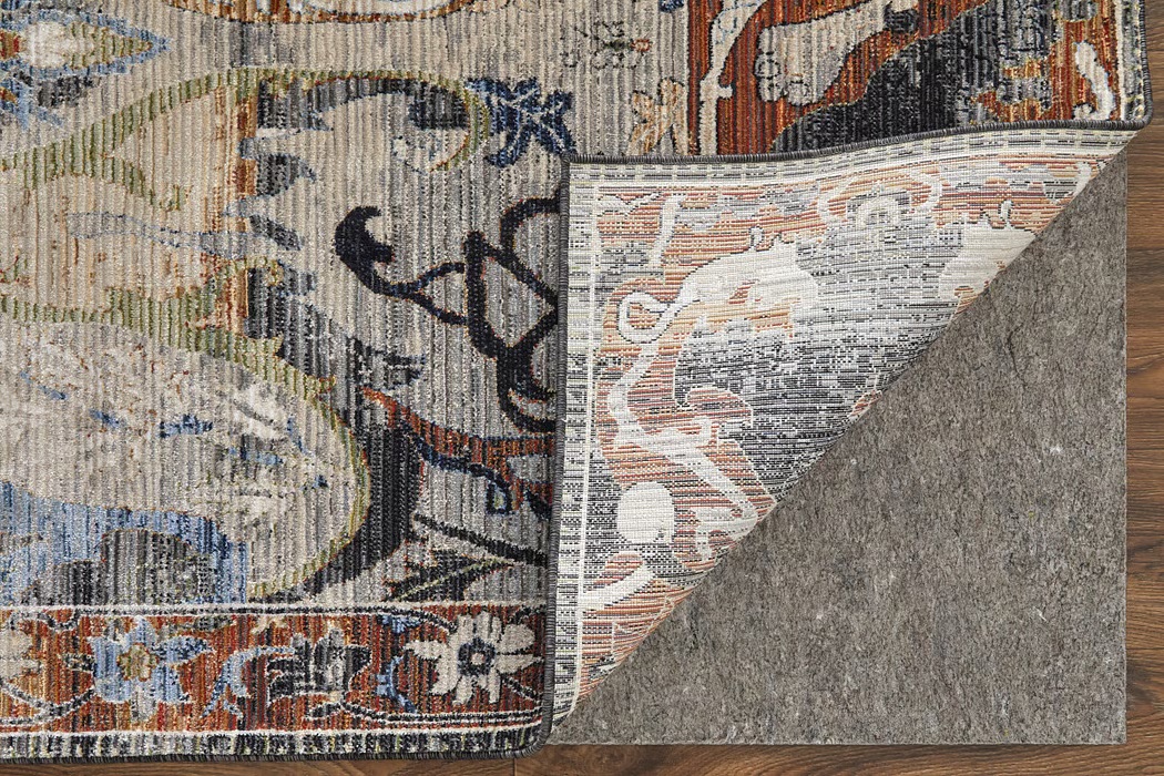 Oushak Rugs Melrose 39P2F Lt. Grey - Grey & Rust - Orange Machine Made Rug