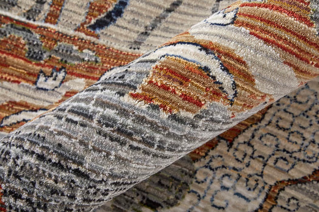 Oushak Rugs Melrose 39P2F Lt. Grey - Grey & Rust - Orange Machine Made Rug