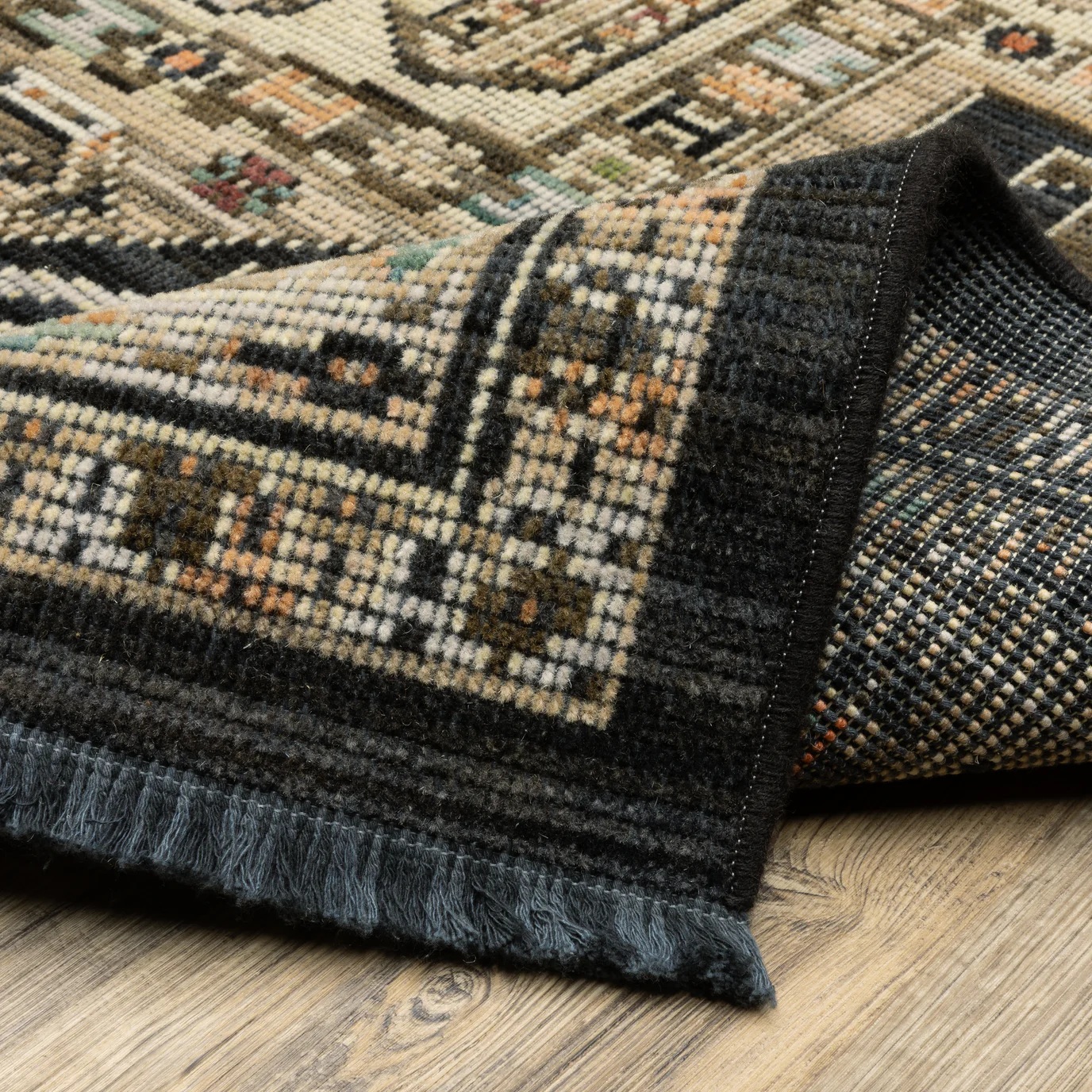 Antique Style Rugs Legacy LGY03 Black - Charcoal & Ivory - Beige Machine Made Rug