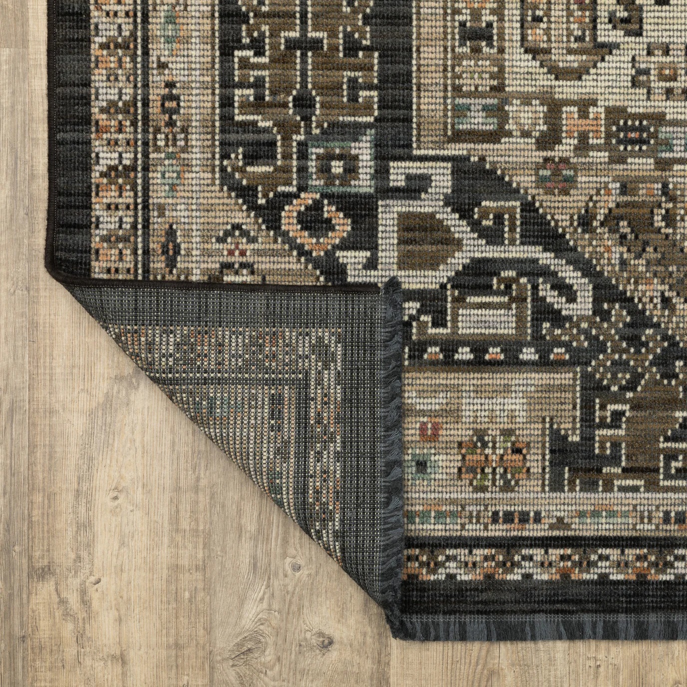 Antique Style Rugs Legacy LGY03 Black - Charcoal & Ivory - Beige Machine Made Rug