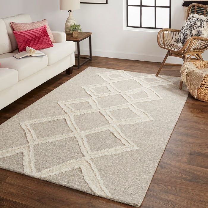 Casual Rugs & Solid Rugs Anica 8009F Brown Lt. Grey - Grey & Ivory - Beige Hand Tufted Rug