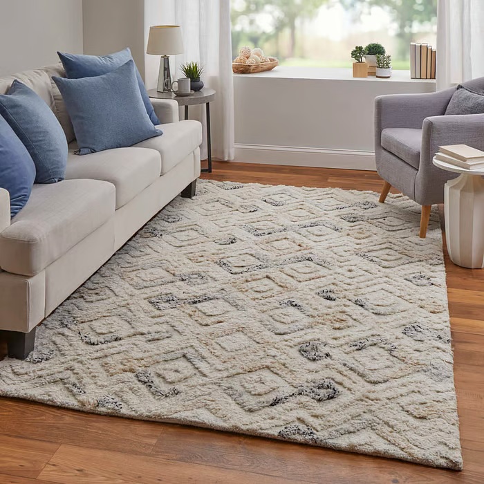 Casual Rugs & Solid Rugs Anica 8004F Ivory/Blue Ivory - Beige & Lt. Blue - Blue Hand Tufted Rug
