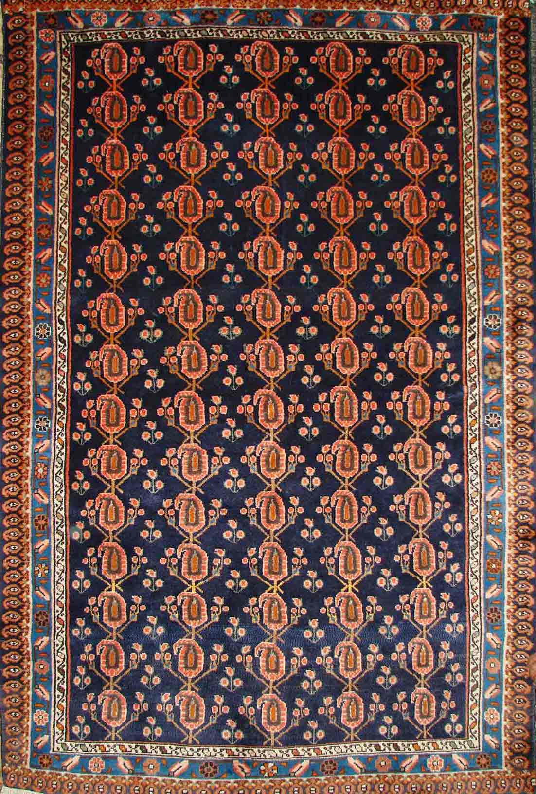 Antique Style Rugs HAMADAN 0580 Medium Blue - Navy Hand Knotted Rug