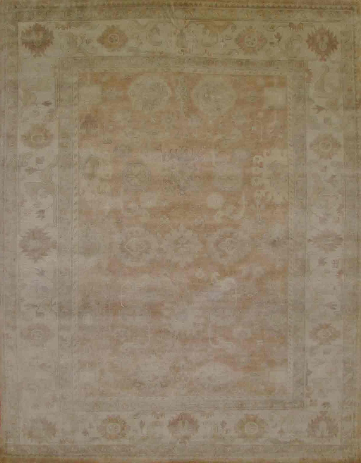 Oushak Rugs TURK-2 17721 Rust - Orange & Ivory - Beige Hand Knotted Rug