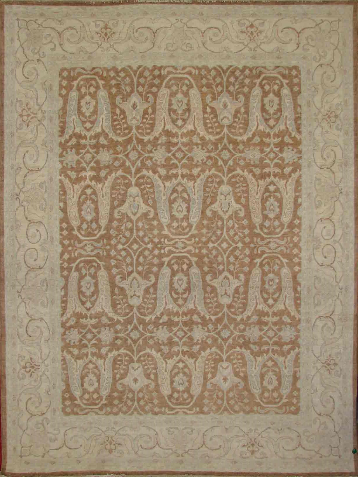 Oushak Rugs CHOBI 18434 Lt. Brown - Chocolate & Ivory - Beige Hand Knotted Rug