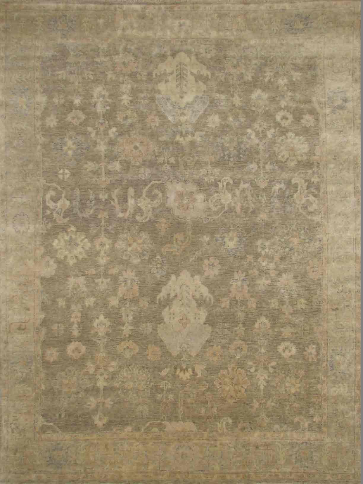 Oushak Rugs F.T.KNOT 18560 Lt. Brown - Chocolate & Camel - Taupe Hand Knotted Rug