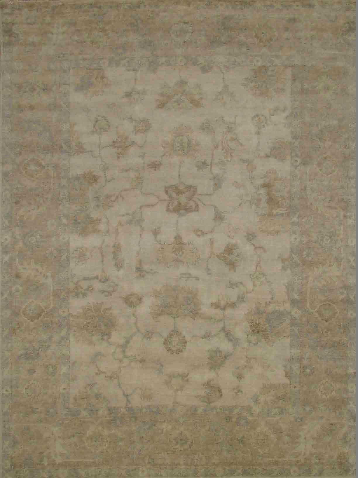 Oushak Rugs F.T.KNOT 18561 Ivory - Beige & Camel - Taupe Hand Knotted Rug