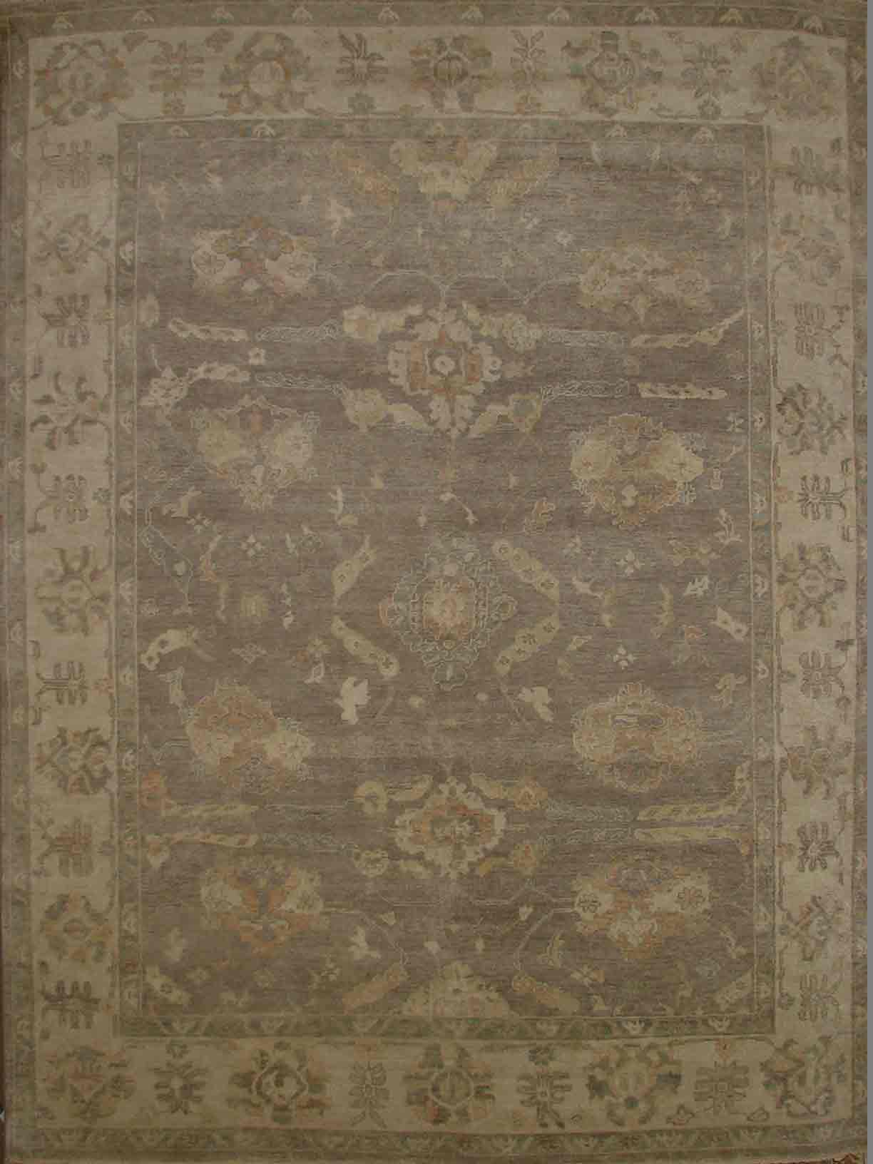 Oushak Rugs F.T.KNOT 18710 Lt. Grey - Grey & Ivory - Beige Hand Knotted Rug