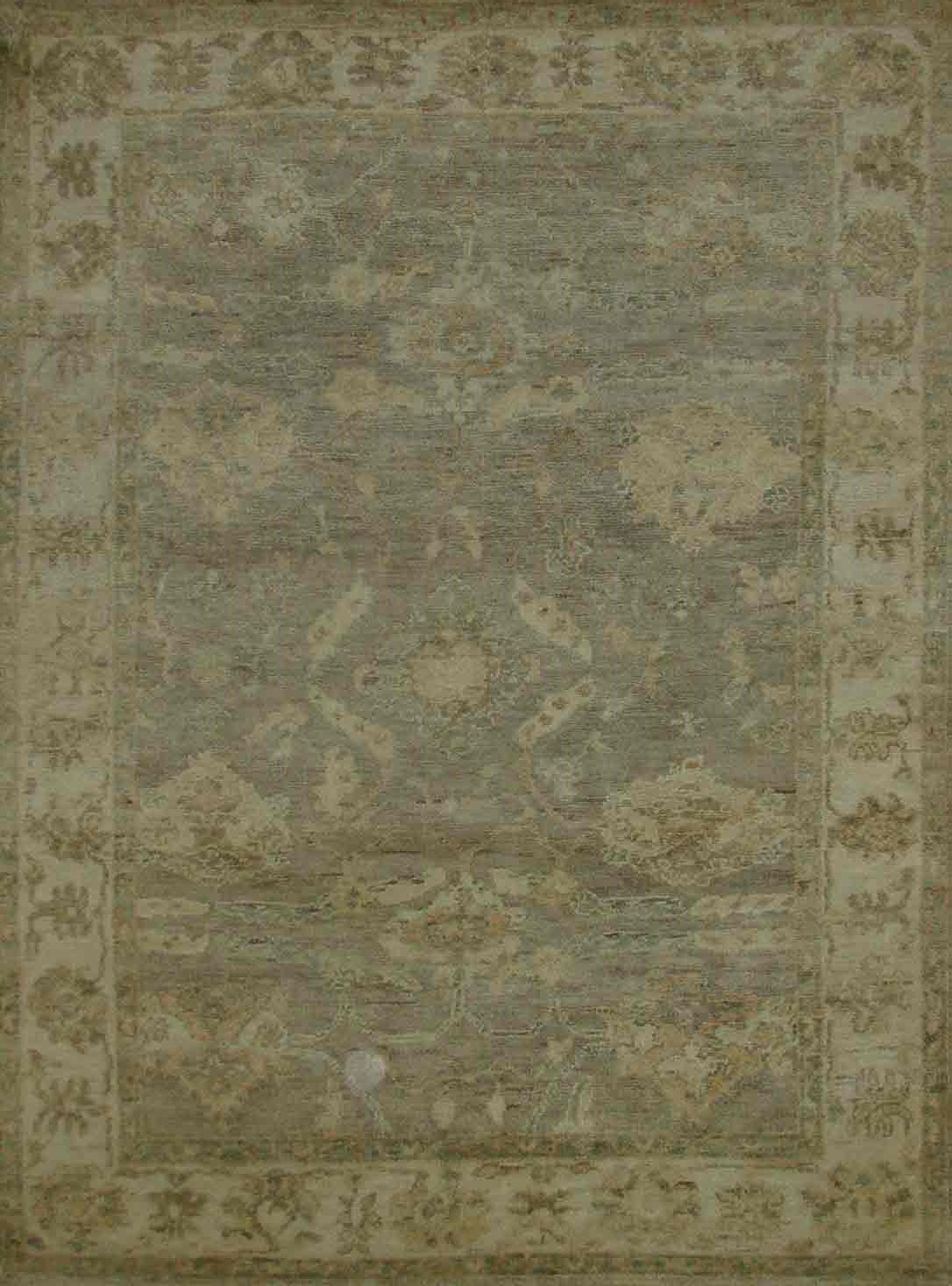 Oushak Rugs F.T.KNOT 18716 Lt. Grey - Grey & Ivory - Beige Hand Knotted Rug