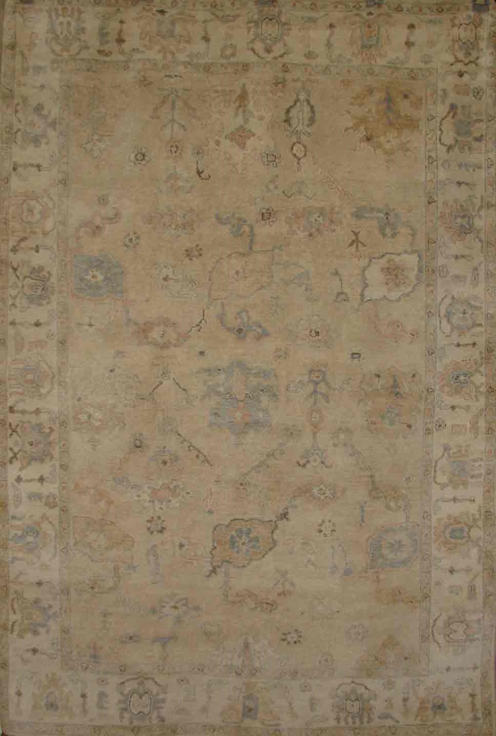 Oushak Rugs P.KNOT 19058 Camel - Taupe & Ivory - Beige Hand Knotted Rug
