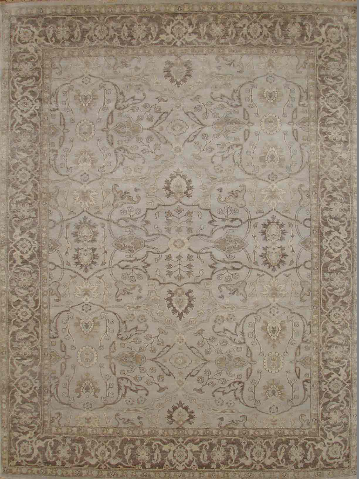 Oushak Rugs TURK-1 19103 Lt. Grey - Grey & Black - Charcoal Hand Knotted Rug