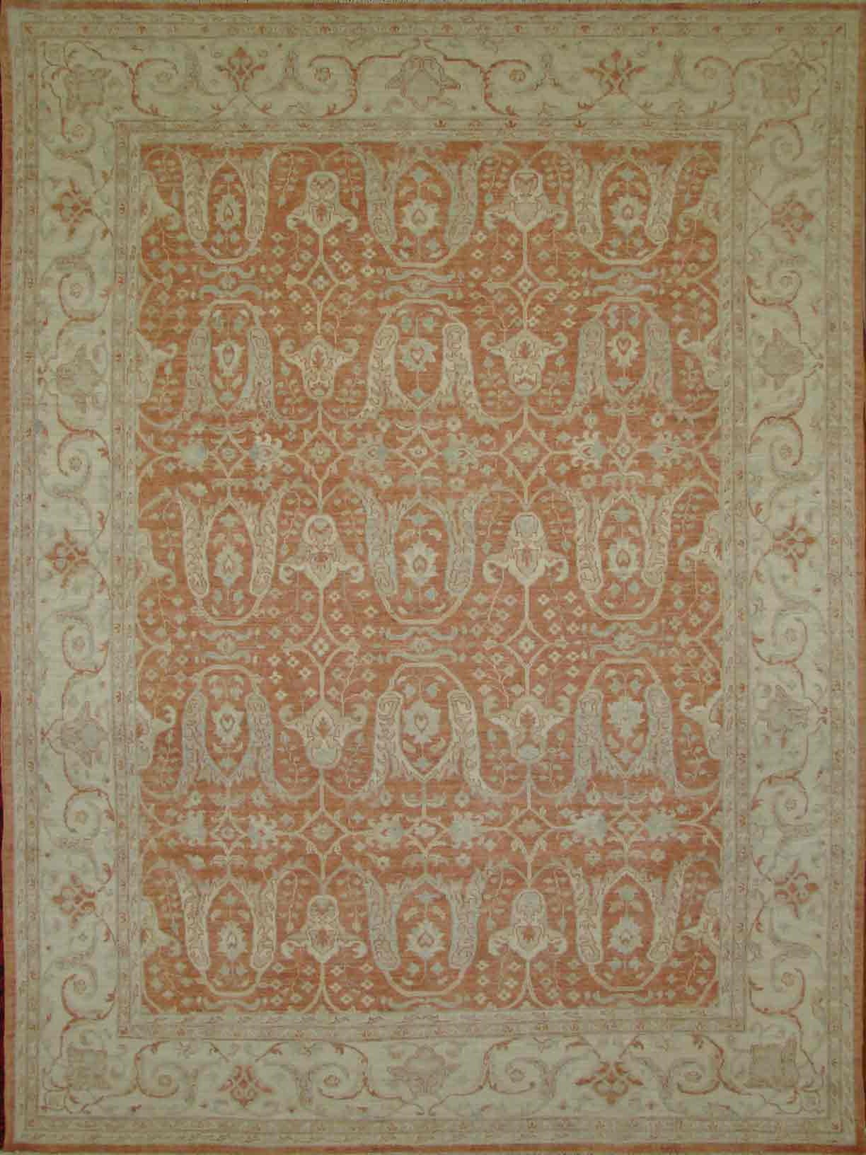 Oushak Rugs CHOBI 18432 Rust - Orange & Ivory - Beige Hand Knotted Rug