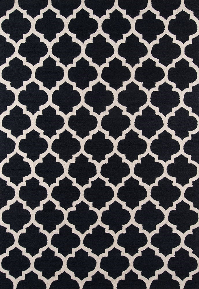 Contemporary & Modern Rugs GEO GEO-04BLK Black - Charcoal & Ivory - Beige Hand Tufted Rug