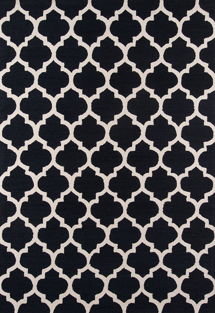 Contemporary Rugs & Transitional Rugs GEO GEO-04BLK Black - Charcoal & Ivory - Beige Hand Tufted Rug