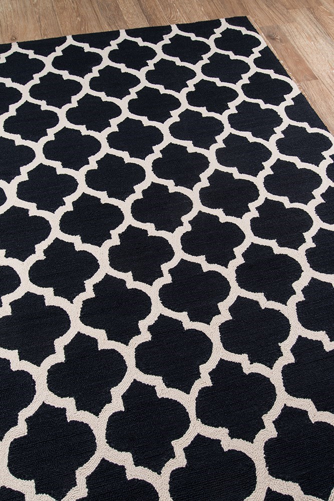 Contemporary Rugs & Transitional Rugs GEO GEO-04BLK Black - Charcoal & Ivory - Beige Hand Tufted Rug