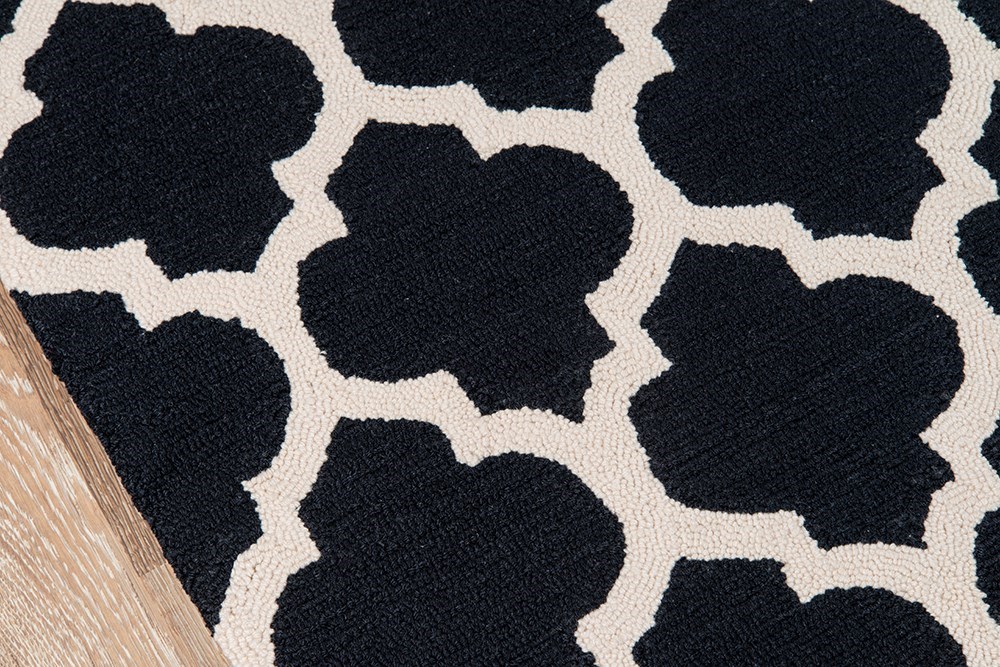 Contemporary Rugs & Transitional Rugs GEO GEO-04BLK Black - Charcoal & Ivory - Beige Hand Tufted Rug