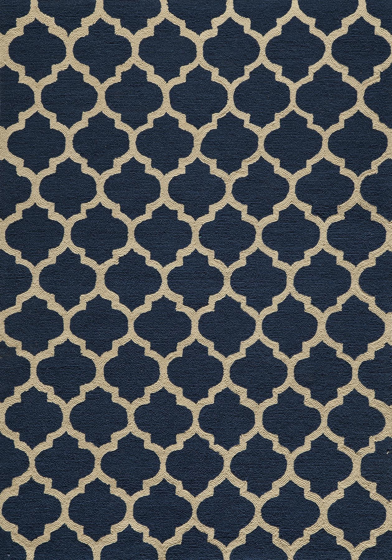 Contemporary Rugs & Transitional Rugs GEO GEO-04NVY Medium Blue - Navy & Ivory - Beige Hand Tufted Rug