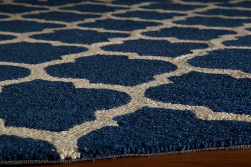Contemporary Rugs & Transitional Rugs GEO GEO-04NVY Medium Blue - Navy & Ivory - Beige Hand Tufted Rug