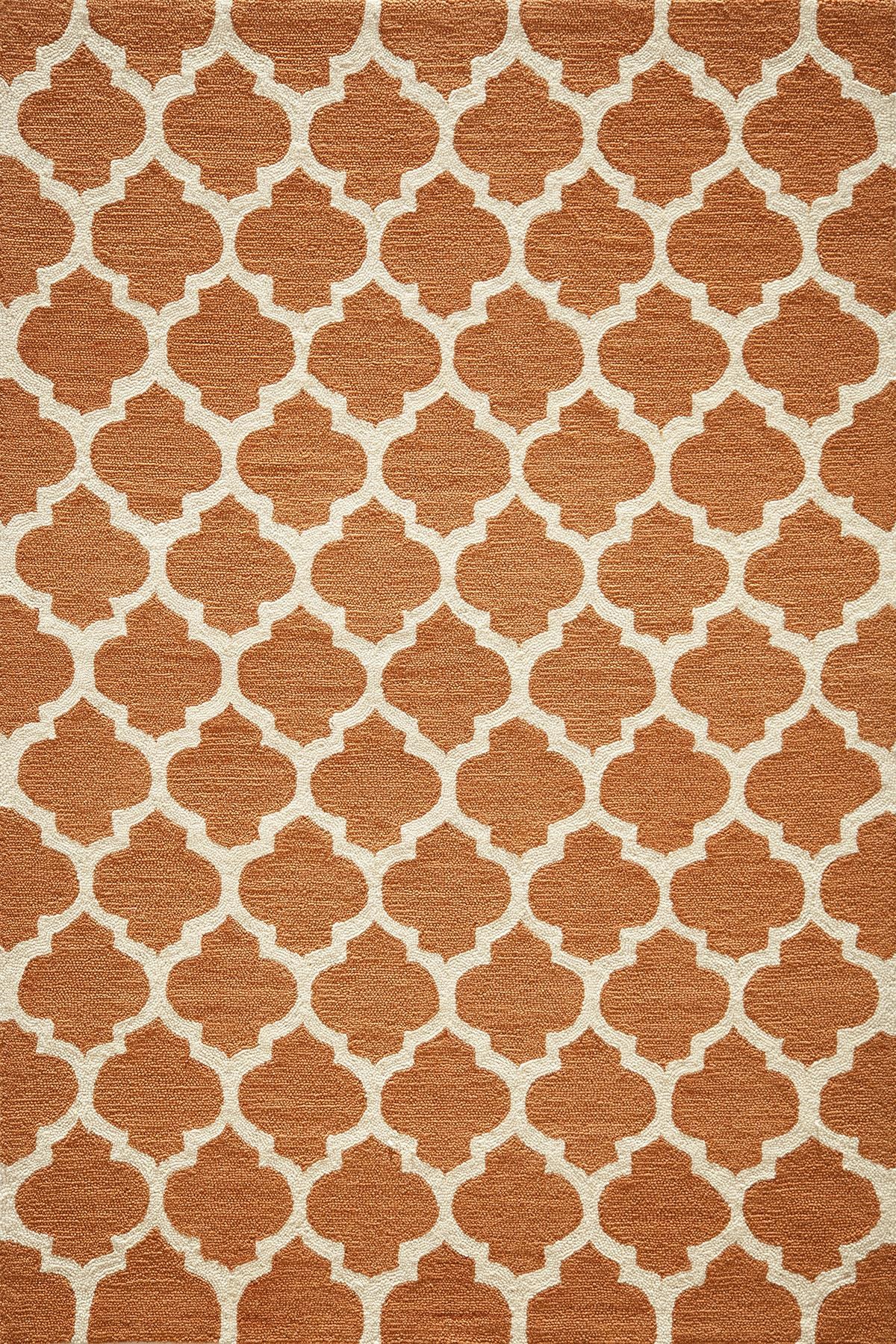 Contemporary Rugs & Transitional Rugs GEO GEO-04PUM Rust - Orange & Ivory - Beige Hand Tufted Rug