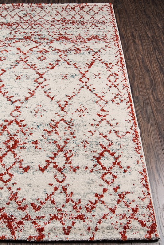 Contemporary Rugs & Transitional Rugs LOFT LO-10RST Ivory - Beige & Rust - Orange Machine Made Rug