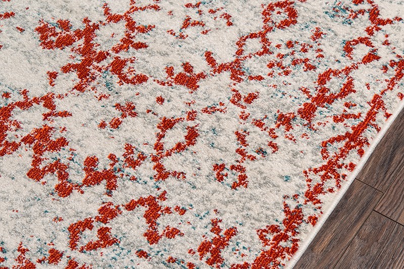Contemporary Rugs & Transitional Rugs LOFT LO-10RST Ivory - Beige & Rust - Orange Machine Made Rug