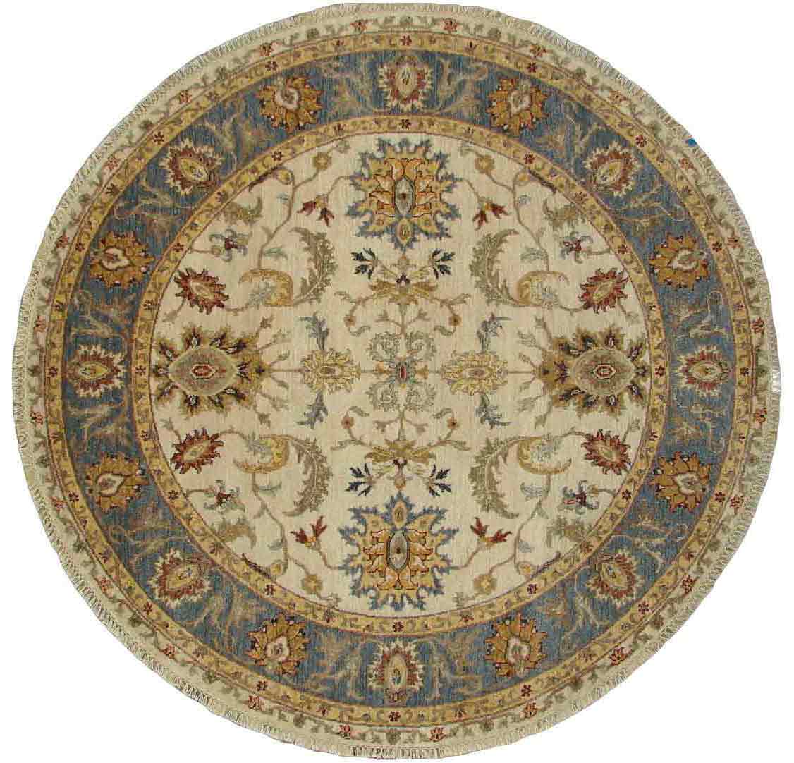 Octagon, Square & Round Rugs SULTAN 18145 Ivory - Beige & Medium Blue - Navy Hand Knotted Rug