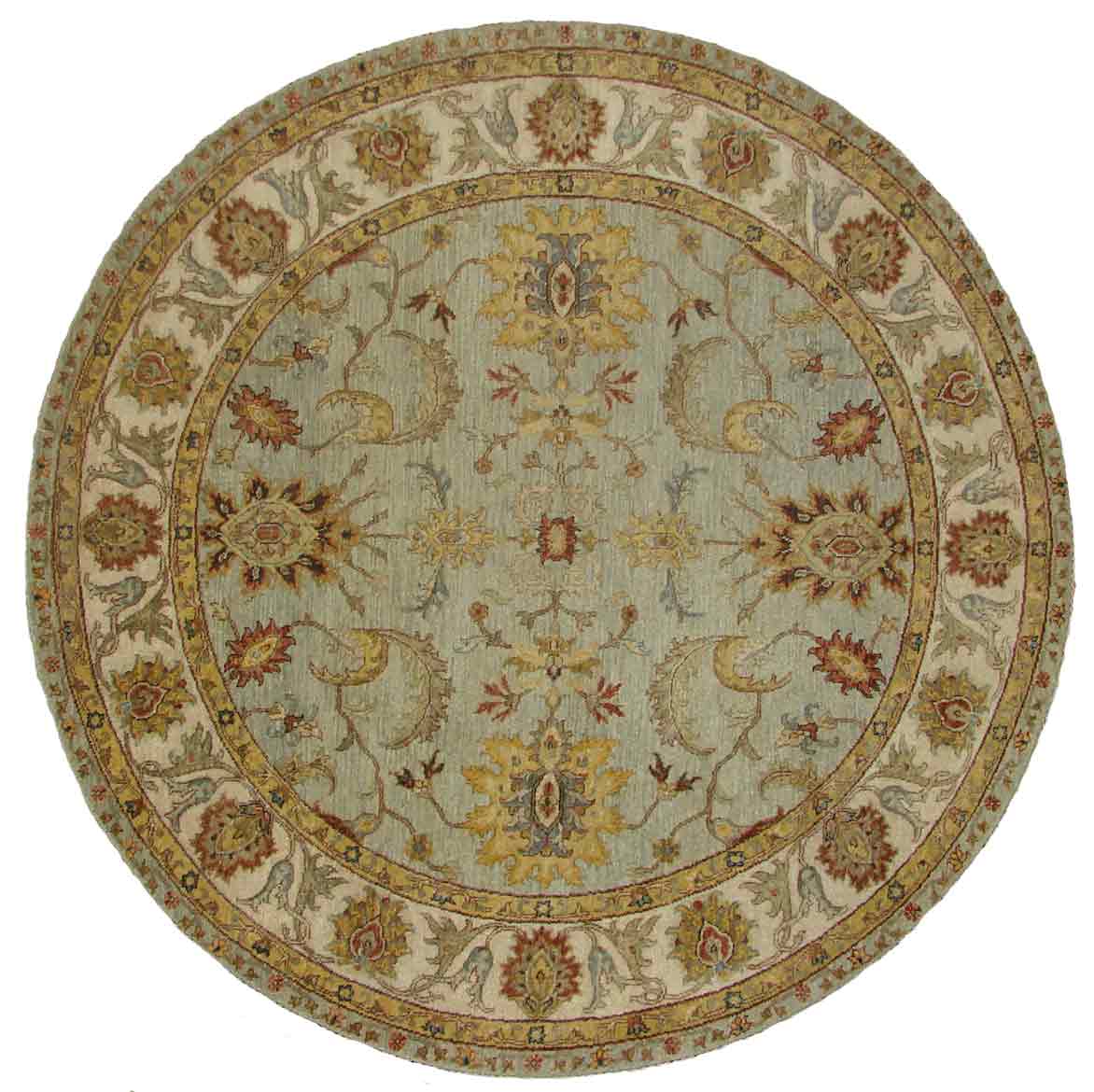 Octagon, Square & Round Rugs SULTAN 18671 Lt. Blue - Blue & Ivory - Beige Hand Knotted Rug