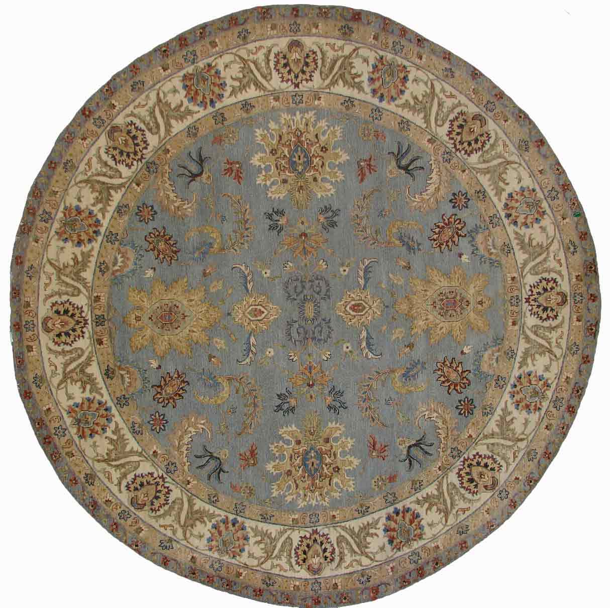 Octagon, Square & Round Rugs SULTAN 18777 Lt. Blue - Blue & Ivory - Beige Hand Knotted Rug