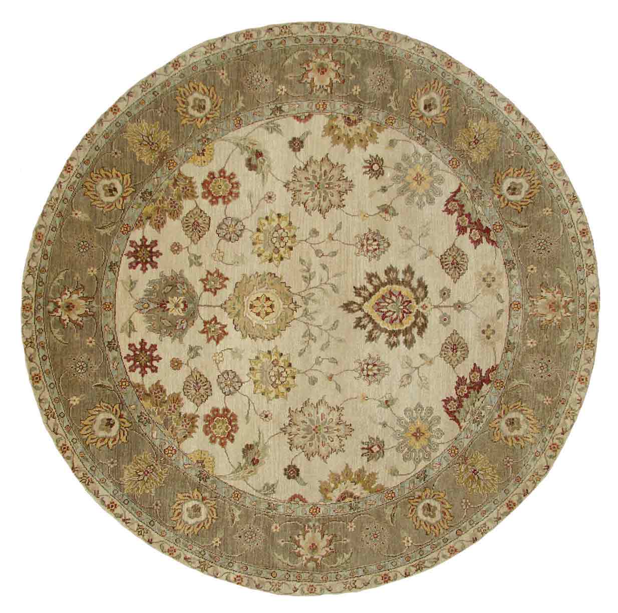 Octagon, Square & Round Rugs SULTAN 18472 Ivory - Beige & Lt. Brown - Chocolate Hand Knotted Rug