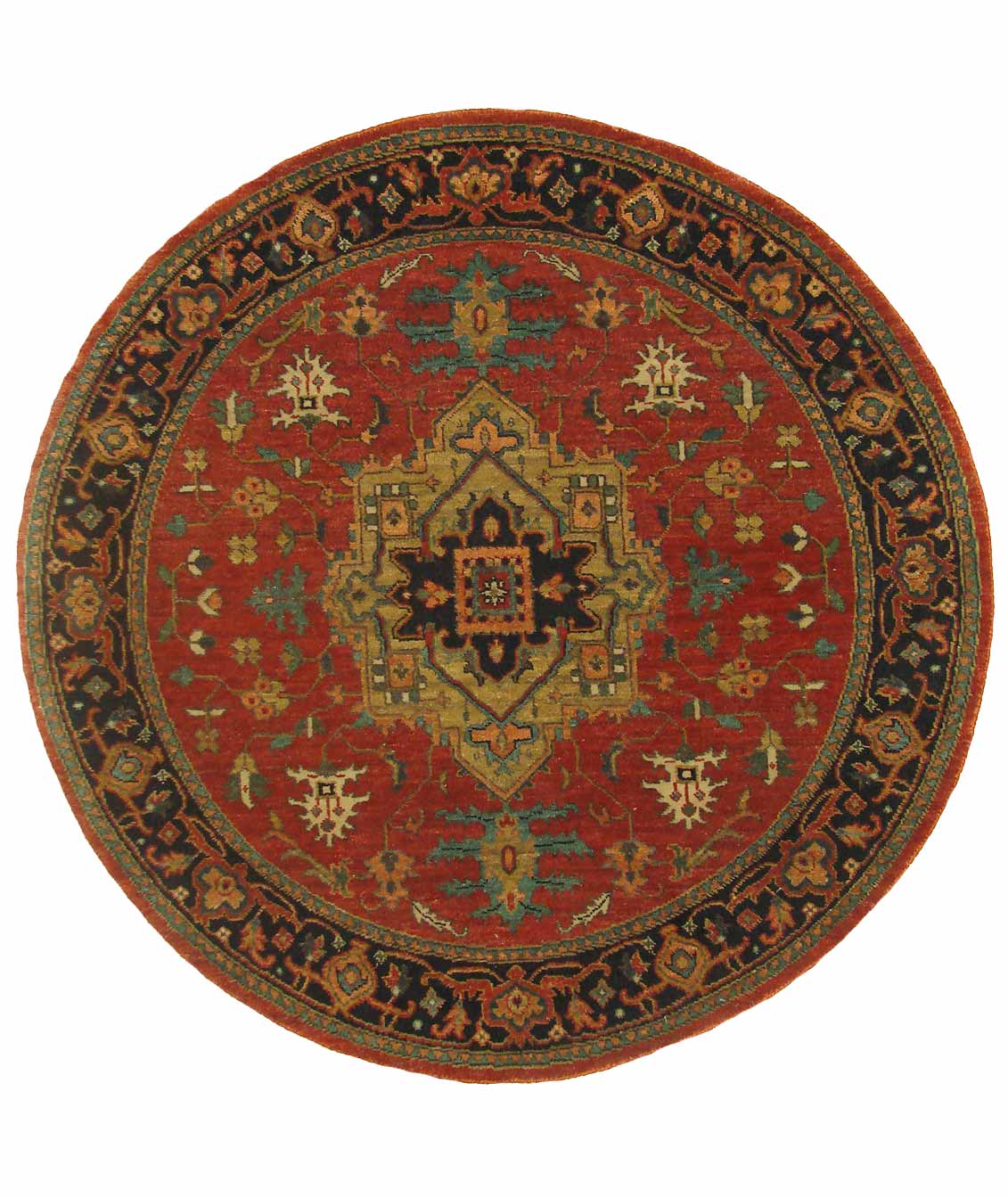 Round & Octagon Rugs FINE SERAPI 19286 Rust - Orange & Medium Blue - Navy Hand Knotted Rug