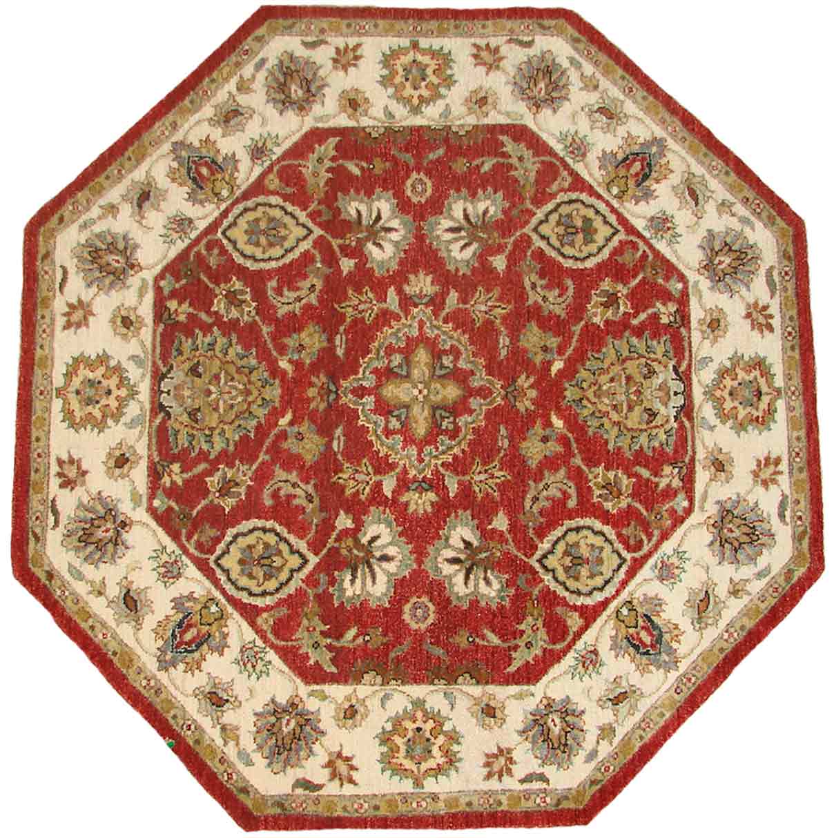 Octagon, Square & Round Rugs SULTAN 18734 Red - Burgundy & Ivory - Beige Hand Knotted Rug