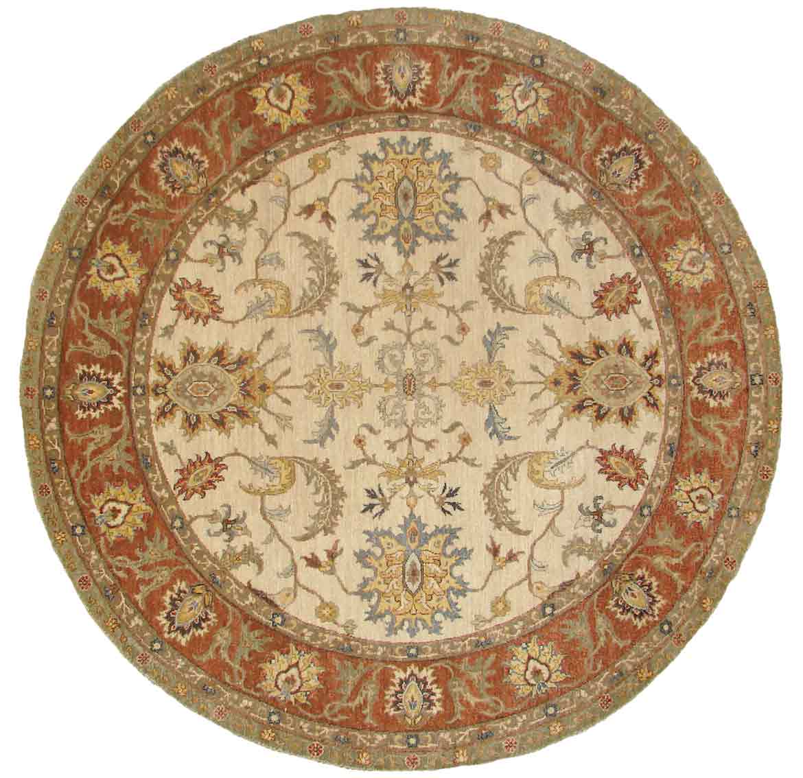 Octagon, Square & Round Rugs SULTAN 18673 Ivory - Beige & Rust - Orange Hand Knotted Rug