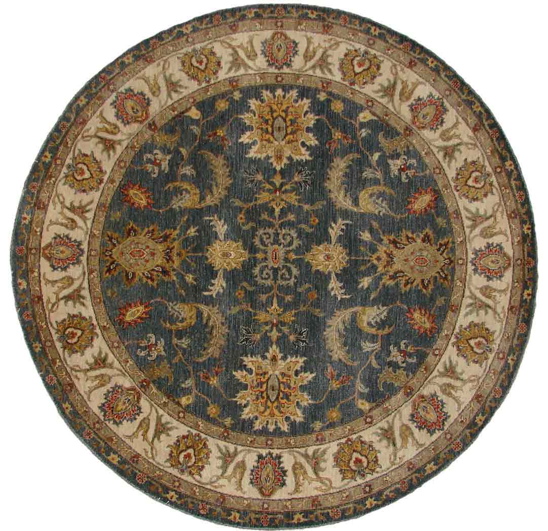 Octagon, Square & Round Rugs SULTAN 17756 Medium Blue - Navy & Ivory - Beige Hand Knotted Rug