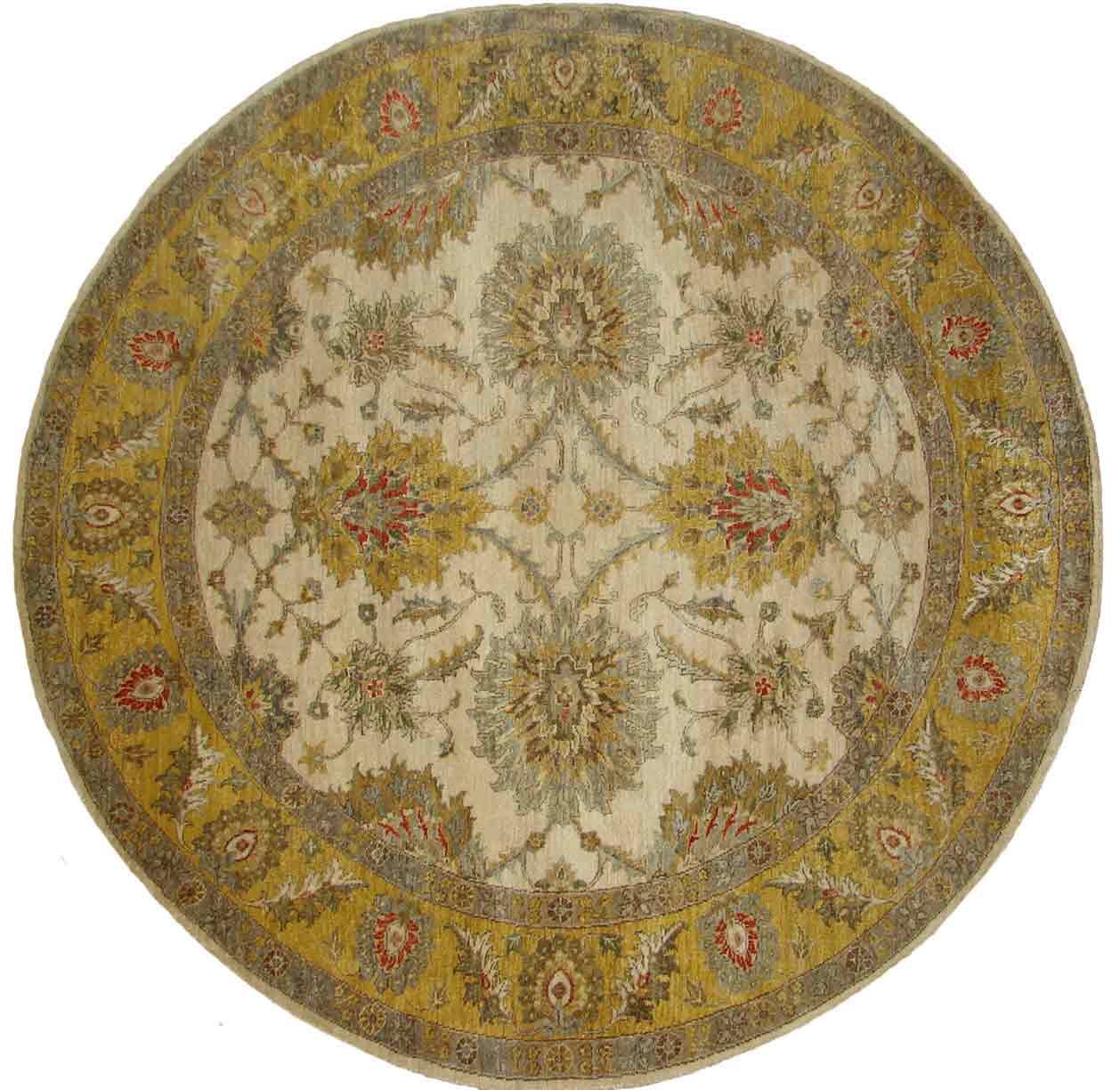 Round & Octagon Rugs SULTAN 18605 Ivory - Beige & Lt. Gold - Gold Hand Knotted Rug