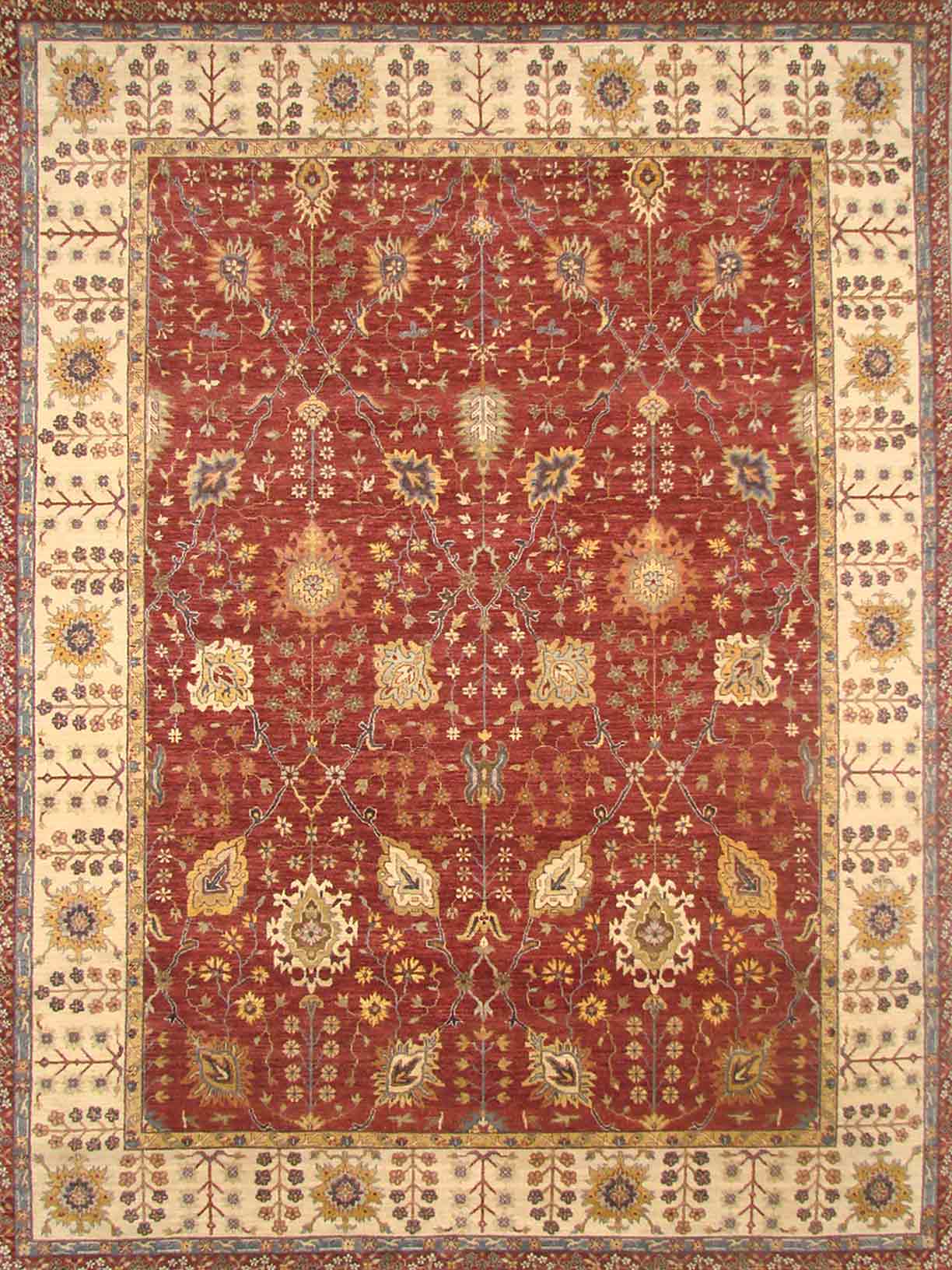 Traditional & Oriental Rugs SULTAN 18984 Red - Burgundy & Ivory - Beige Hand Knotted Rug