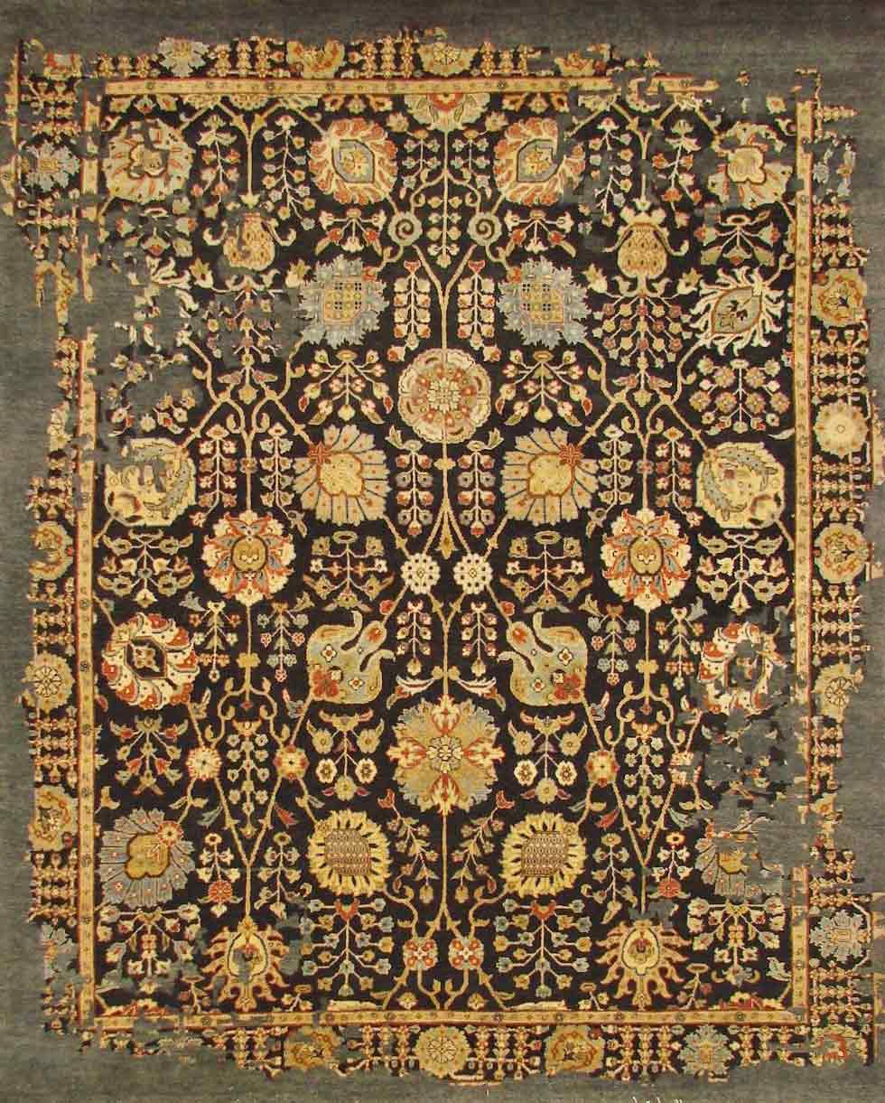 Traditional & Oriental Rugs KHYBER II 17652 Black - Charcoal Hand Knotted Rug