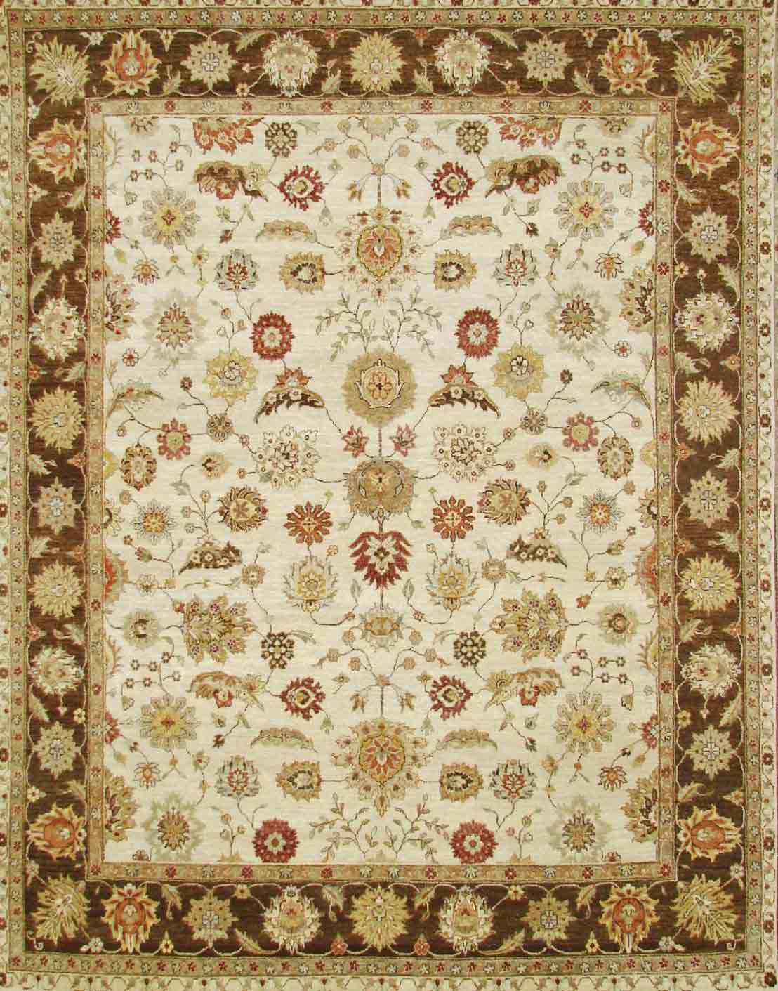 Traditional & Oriental Rugs SULTAN 17502 Ivory - Beige & Lt. Brown - Chocolate Hand Knotted Rug