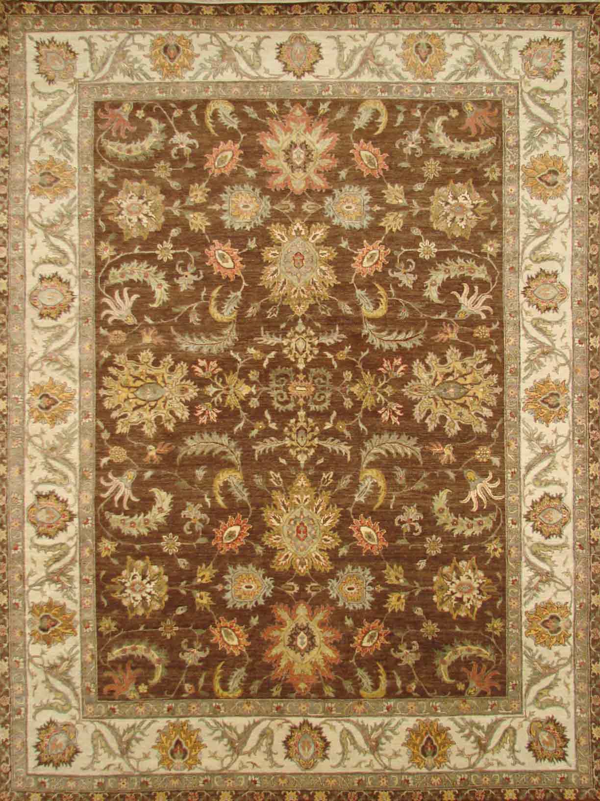 Traditional & Oriental Rugs SULTAN 18118 Lt. Brown - Chocolate & Ivory - Beige Hand Knotted Rug