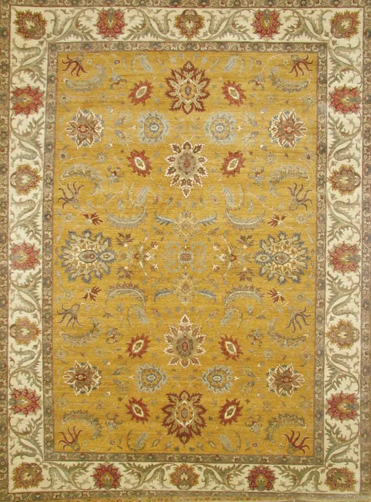 Traditional & Oriental Rugs SULTAN 17495 Lt. Gold - Gold & Ivory - Beige Hand Knotted Rug