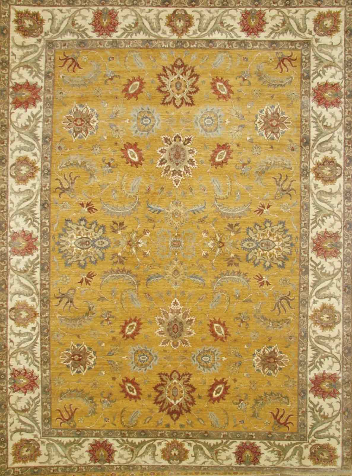 Traditional & Oriental Rugs SULTAN 17495 Lt. Gold - Gold & Ivory - Beige Hand Knotted Rug