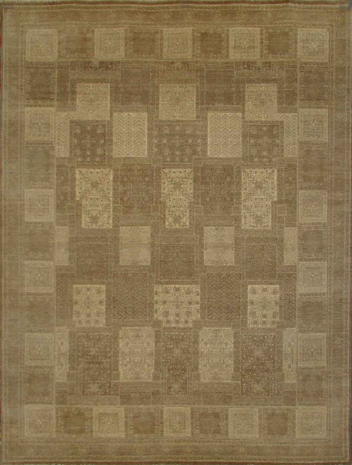 Casual Rugs & Solid Rugs Casual Squares 11459 Lt. Brown - Chocolate & Ivory - Beige Hand Knotted Rug