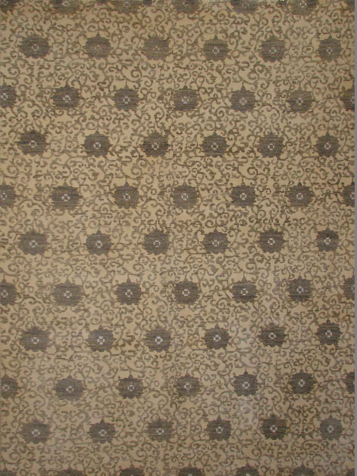 Transitional & Casual Rugs NAWAB 18085 Ivory - Beige & Lt. Grey - Grey Hand Knotted Rug