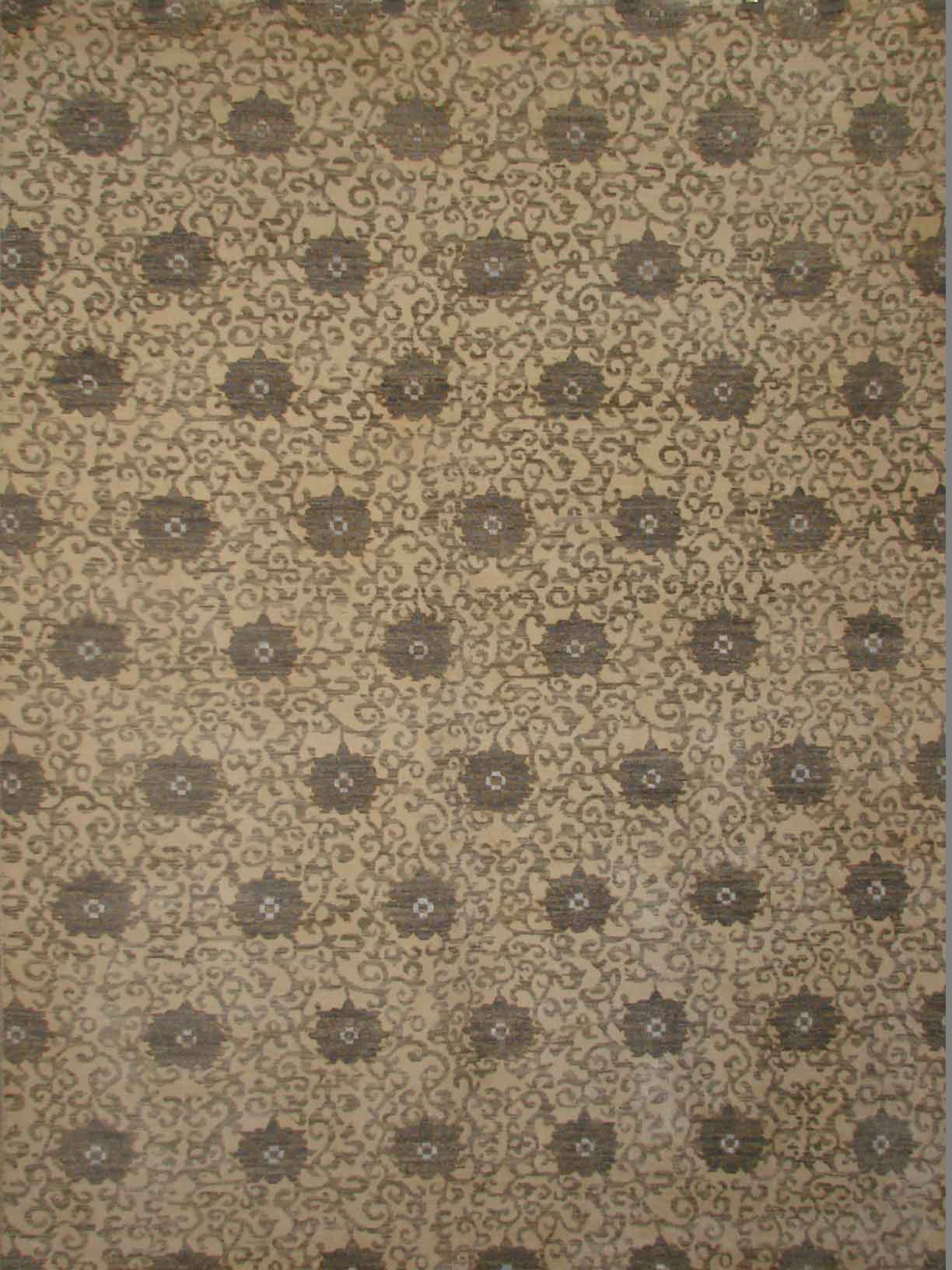 Contemporary Rugs & Transitional Rugs NAWAB 18085 Ivory - Beige & Lt. Grey - Grey Hand Knotted Rug