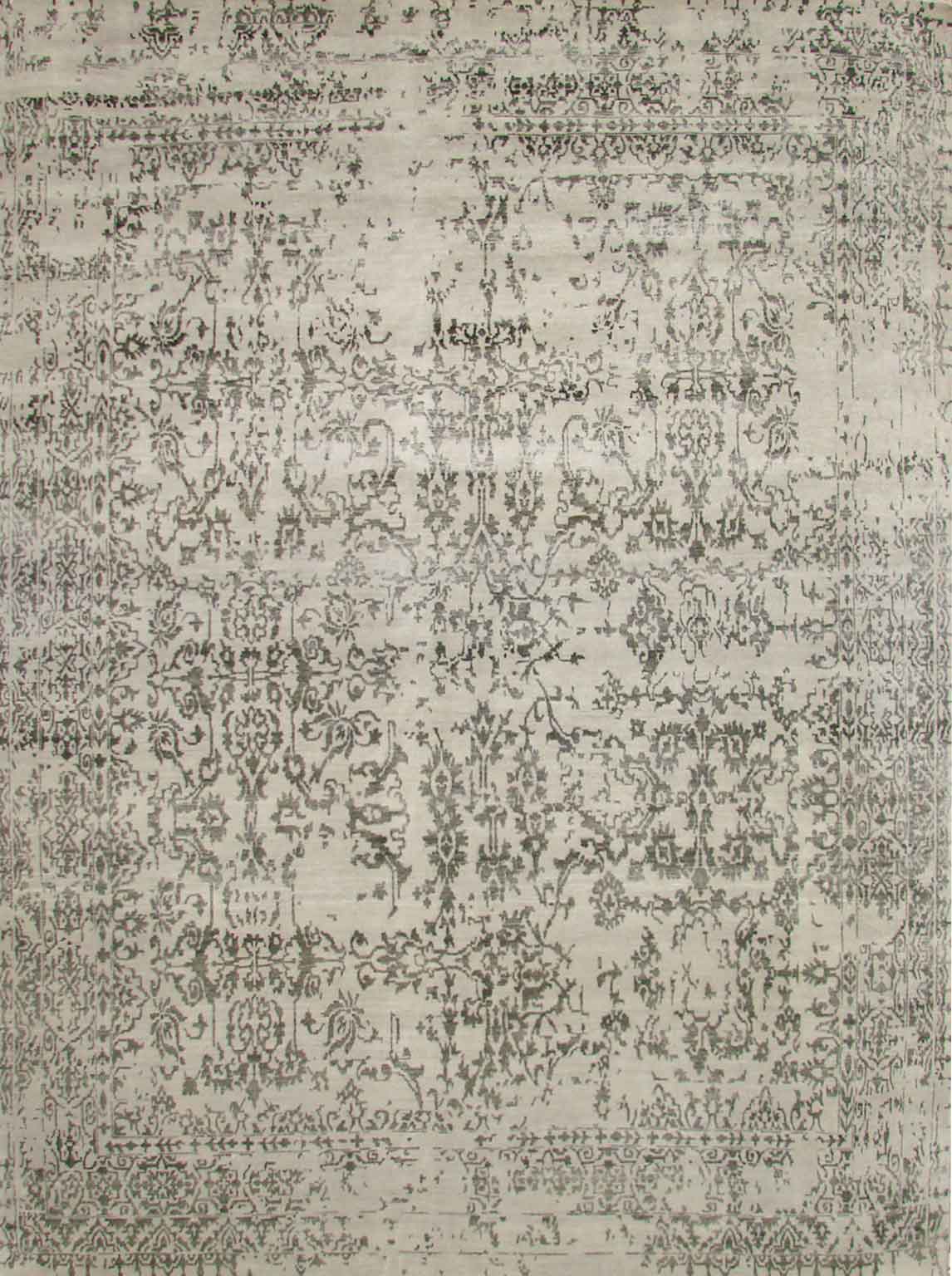 Contemporary Rugs & Transitional Rugs SAPPHIRE 19132 Ivory - Beige & Black - Charcoal Hand Knotted Rug