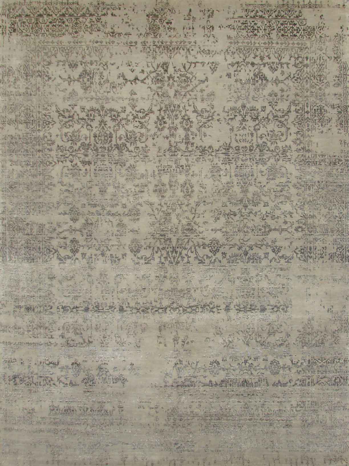 Contemporary Rugs & Transitional Rugs SAPPHIRE 19133 Ivory - Beige & Lt. Grey - Grey Hand Knotted Rug