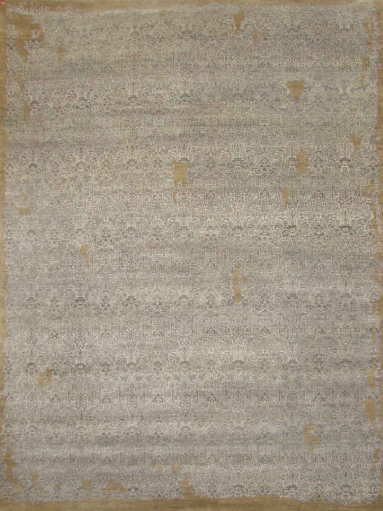 Contemporary Rugs & Transitional Rugs SAPPHIRE 19136 Lt. Grey - Grey & Ivory - Beige Hand Knotted Rug