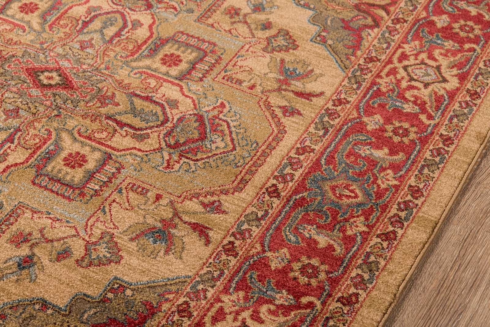 Traditional & Oriental Rugs GHAZNI GZ-05BEIGE Ivory - Beige & Red - Burgundy Machine Made Rug