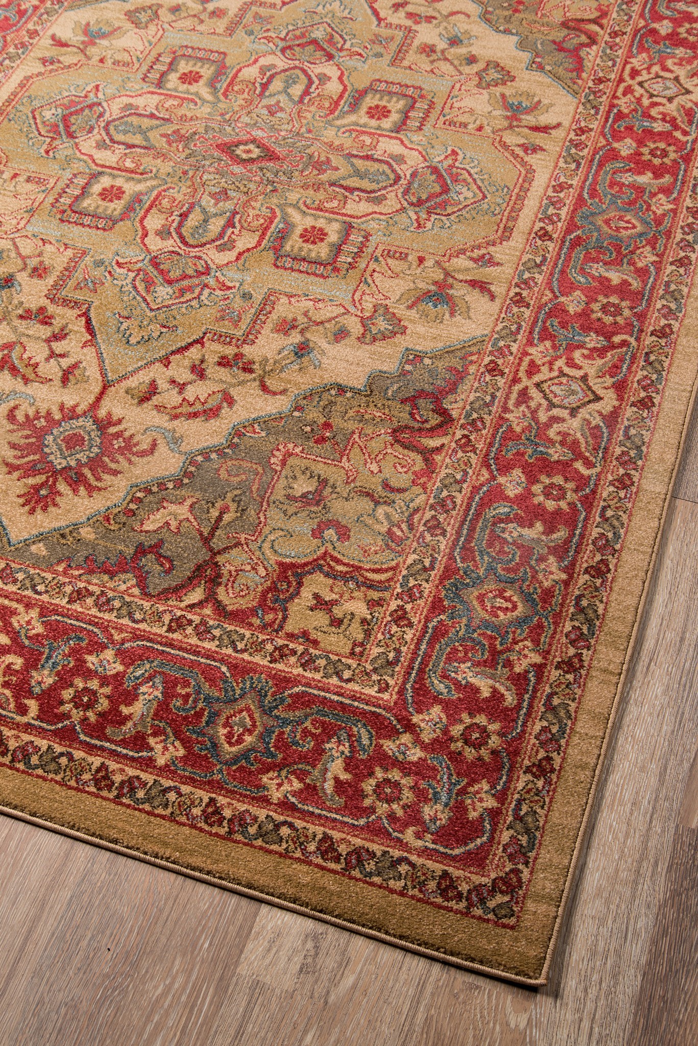 Traditional & Oriental Rugs GHAZNI GZ-05BEIGE Ivory - Beige & Red - Burgundy Machine Made Rug